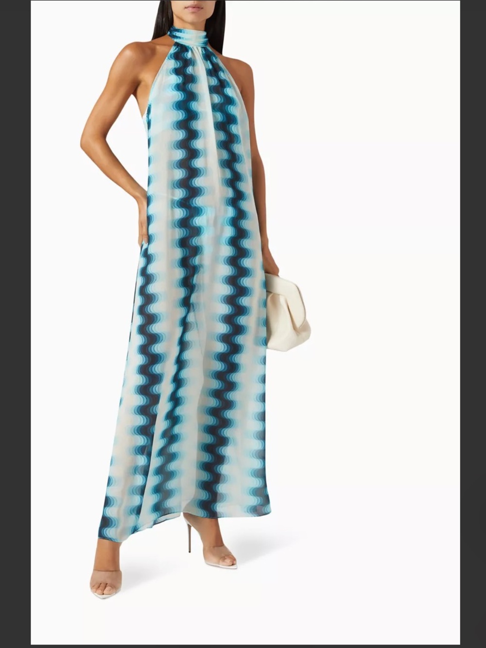 NWOT Devon Windsor Abigail Halter Maxi Dress in Aqua Blue - Picture 4 of 10